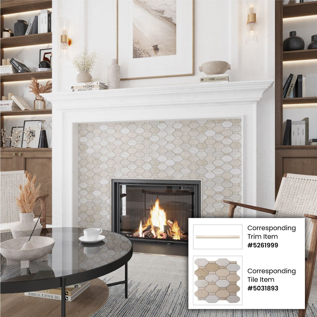 Apollo Tile 10-Pack Beige 1/2-in x 12-in Marble Pencil Tile (0.5-sq. ft/ Carton)
