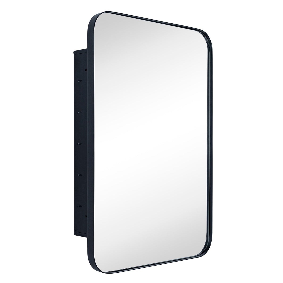 TEHOME 16-in x 24-in Recessed Mount Matte Black Mirrored Medicine Cabinet