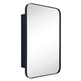 TEHOME 16-in x 24-in Recessed Mount Matte Black Mirrored Medicine Cabinet