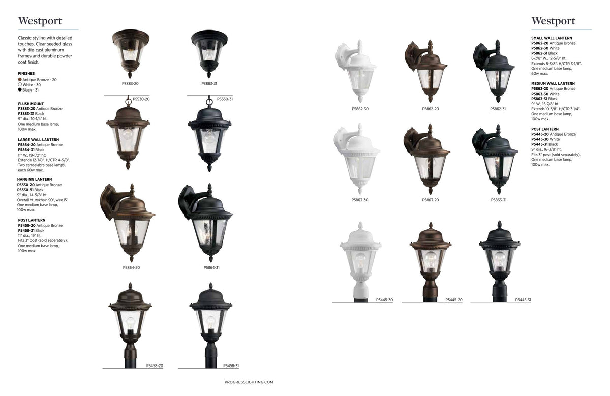 Progress Lighting Westport 9.12-in Black Indoor/Outdoor Flush Mount Light, Clear Seeded Glass