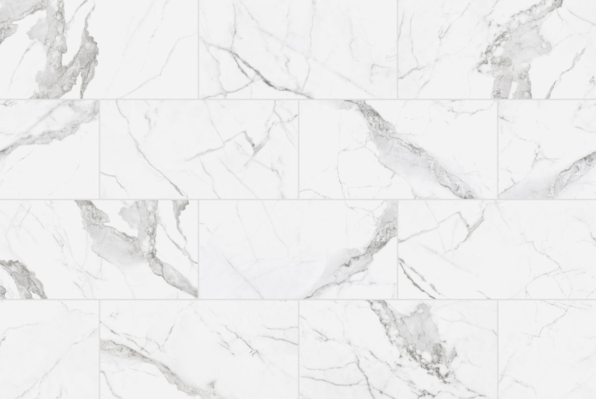 Regent Statuario 6-in x 12-in Polished Porcelain Marble Look Floor and Wall Tile (10.3-sq ft/Carton)