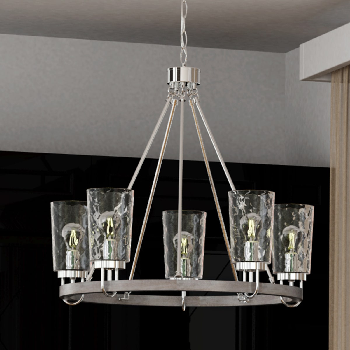 Progress Lighting Tiana 5-Light Brushed Nickel Coastal Chandelier