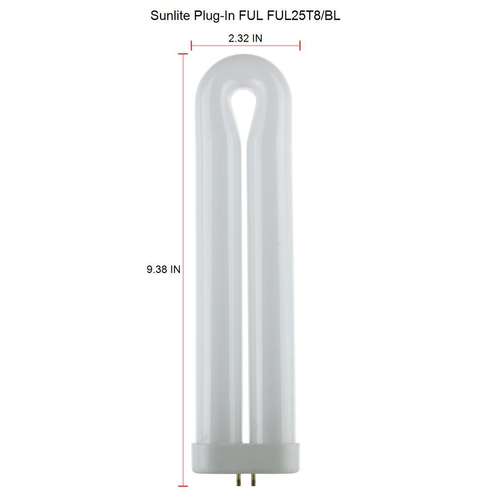 9 in. 25-Watt T8 U-Bent Ful 4-Pin GX10Q Base Fluorescent CFL Light Bulb Black Light (12-Pack) - Super Arbor