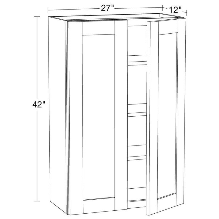 Home Decorators Collection Washington Vessel Blue Plywood Shaker Assembled Wall Kitchen Cabinet 3 Shelves Soft Close 27 in W x 12 in D x 42 in H
