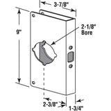 1-3/4 in. x 9 in. Thick Solid Brass Lock and Door Reinforcer, 2-1/8 in. Single Bore, 2-3/8 in. Backset - Super Arbor