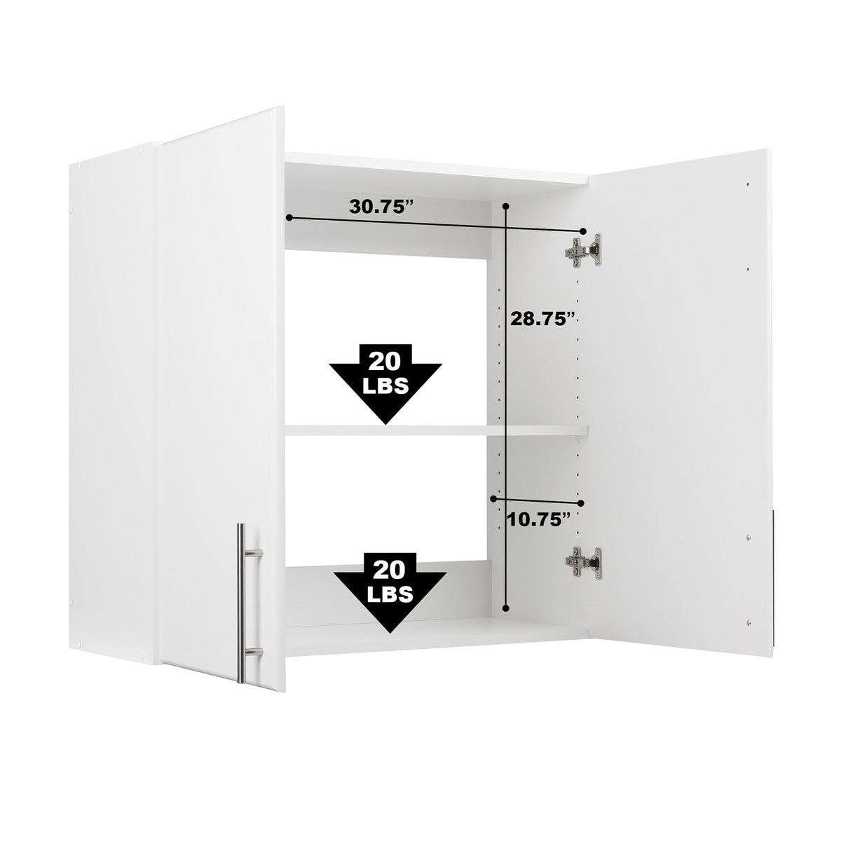 Prepac Elite 32-in W x 30-in H Wood Composite White Wall-mount Utility Storage Cabinet