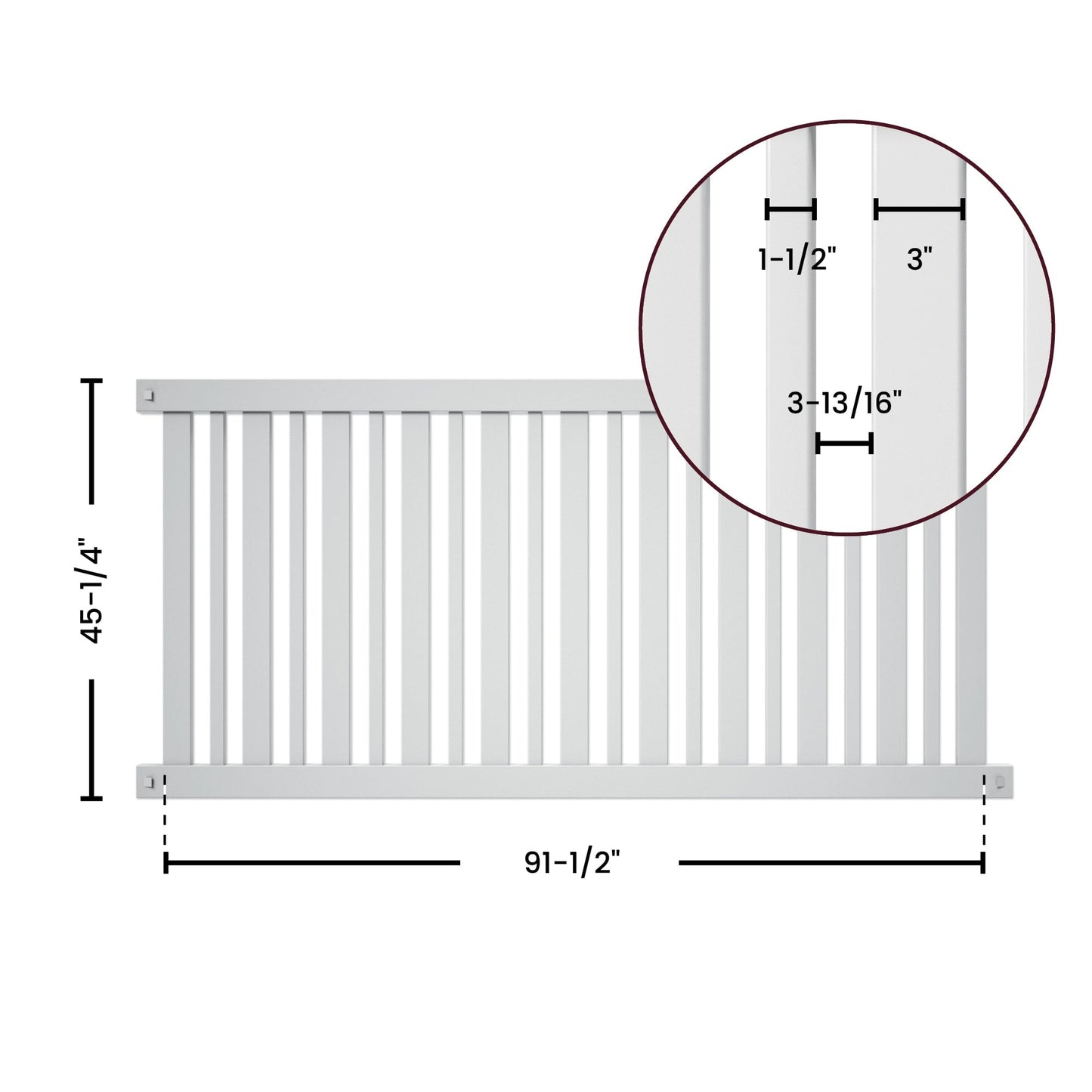 Outdoor Essentials Evanston 4-ft H x 8-ft W White Vinyl Flat-top Fence Panel (Unassembled)