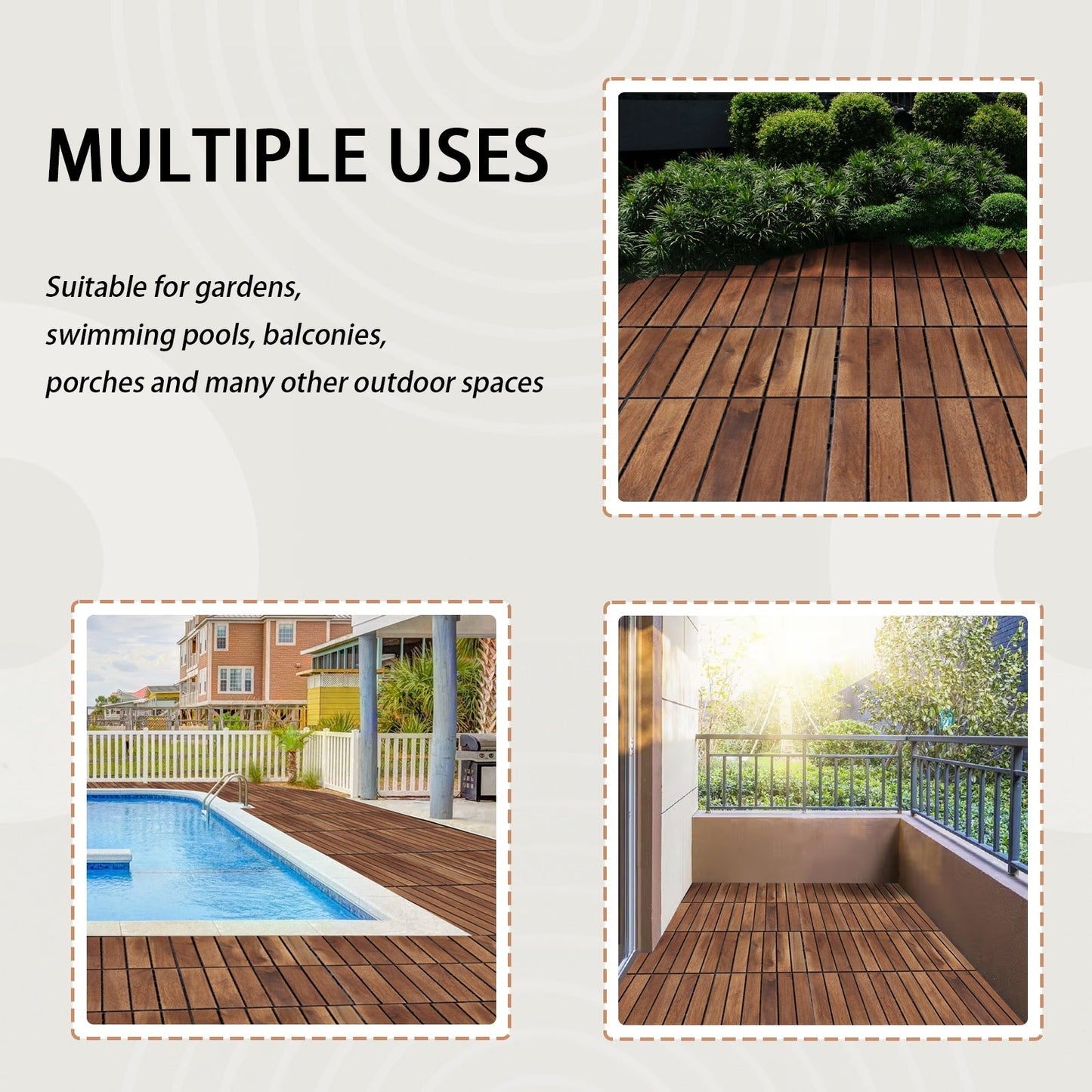 Maocao Hoom 12-in x 12-in Brown Prefinished Pressure Treated Wood Deck Tile (10-sq ft)
