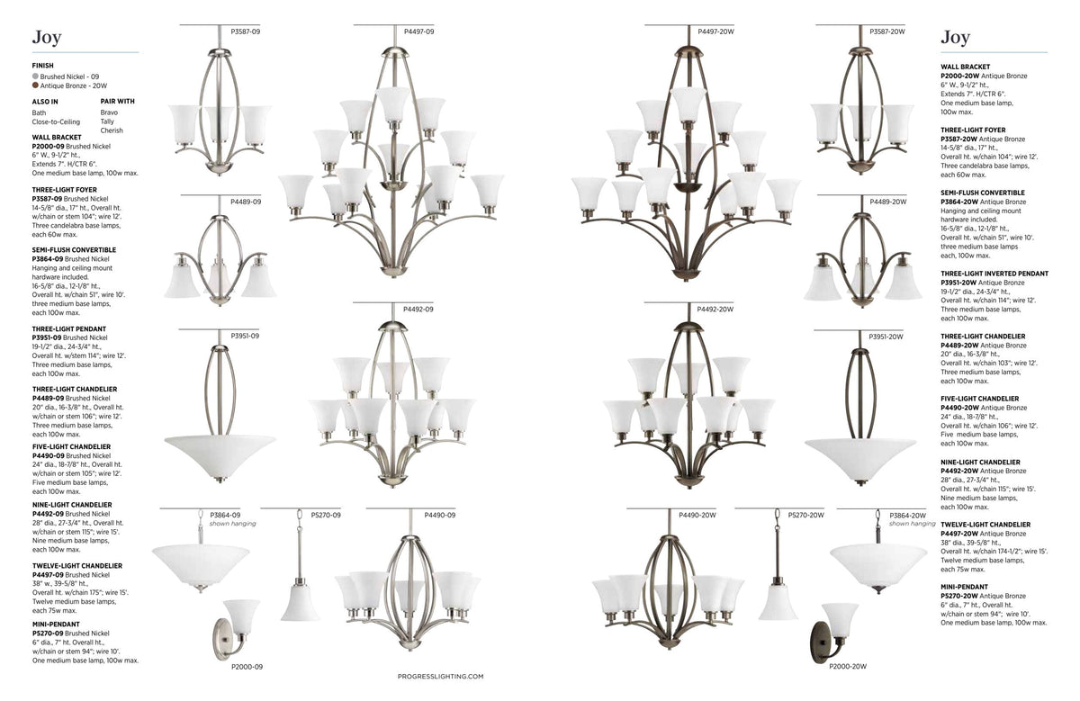 Progress Lighting Joy 9-Light Brushed Nickel Traditional Chandelier