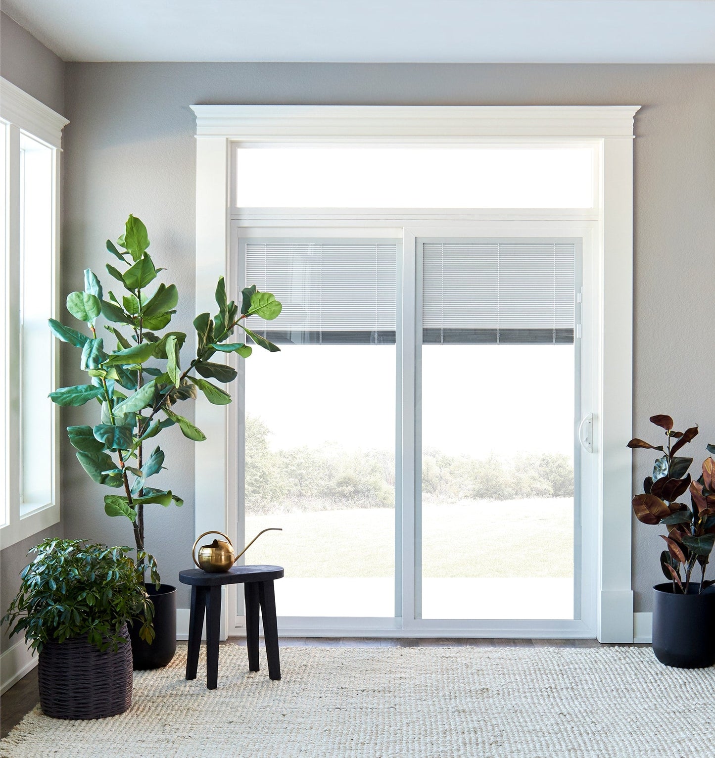 Pella 72-in x 80-in Vinyl Sliding, Left-hand sliding – installed room view