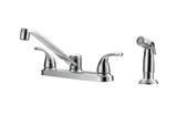 Project Source Dover Chrome 2-Handle Low-Arc Deck-Mount Kitchen Faucet with Side Sprayer and Deck Plate