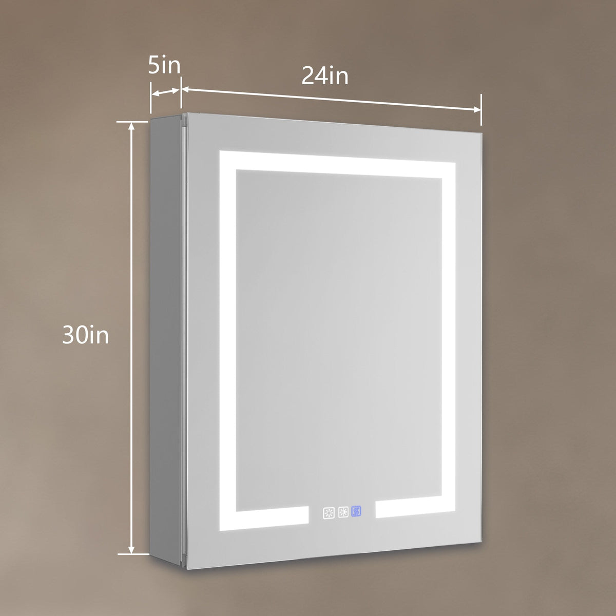 AAZJ V4 24-in x 30-in Lighted LED Fog Free Surface/Recessed Mount Silver Mirrored Soft Close Medicine Cabinet