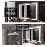 AAZJ EX11 54-in x 36-in Lighted LED Fog Free Surface/Recessed Mount Silver Mirrored Soft Close Medicine Cabinet