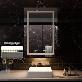 AAZJ EX11 24-in x 36-in Lighted LED Fog Free Surface/Recessed Mount Silver Mirrored Soft Close Medicine Cabinet with Outlet