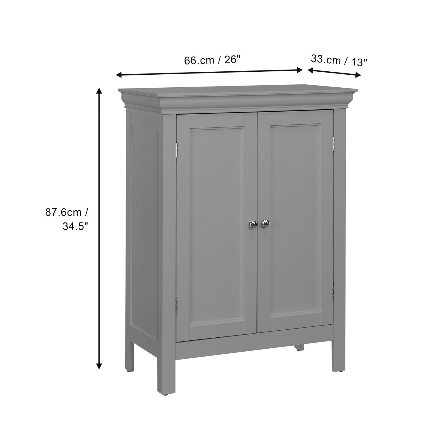 Teamson Home Stratford 26-in x 34.5-in x 13-in Gray Freestanding Linen Cabinet