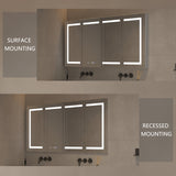 AAZJ V4 60-in x 32-in Lighted LED Fog Free Surface/Recessed Mount Silver Mirrored Soft Close Medicine Cabinet