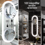 AAZJ EX11 24-in x 36-in Lighted LED Fog Free Surface/Recessed Mount Silver Mirrored Soft Close Medicine Cabinet with Outlet