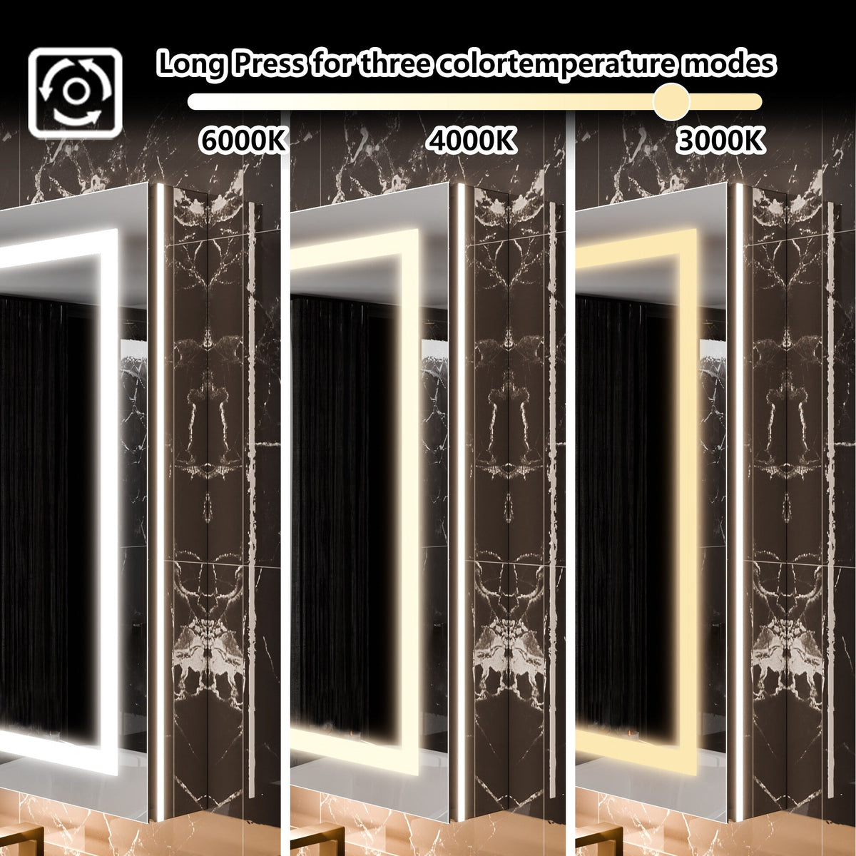AAZJ EX11 42-in x 36-in Lighted LED Fog Free Surface/Recessed Mount Silver Mirrored Soft Close Medicine Cabinet with Outlet
