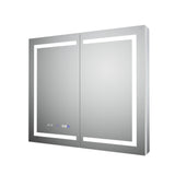 AAZJ EX11 42-in x 36-in Lighted LED Fog Free Surface/Recessed Mount Silver Mirrored Soft Close Medicine Cabinet with Outlet