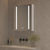 AAZJ V4 20-in x 26-in Lighted LED Fog Free Surface/Recessed Mount Silver Mirrored Soft Close Medicine Cabinet
