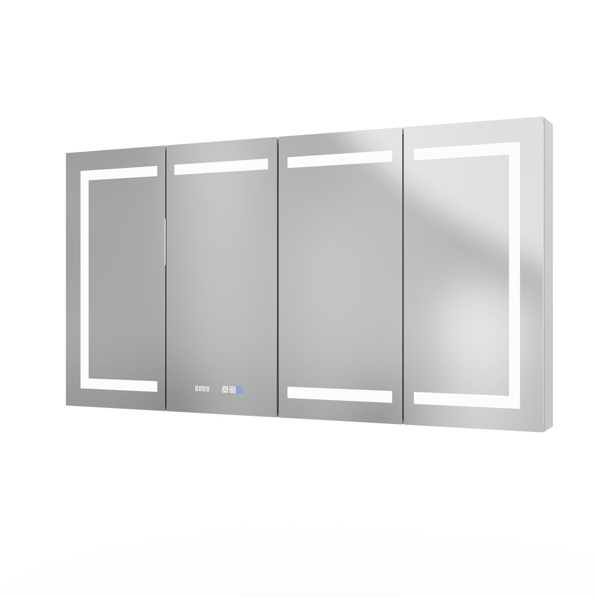 AAZJ V4 60-in x 32-in Lighted LED Fog Free Surface/Recessed Mount Silver Mirrored Soft Close Medicine Cabinet