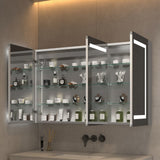 AAZJ V4 48-in x 30-in Lighted LED Fog Free Surface/Recessed Mount Silver Soft Close Medicine Cabinet