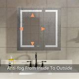 AAZJ V4 30-in x 30-in Lighted LED Fog Free Surface/Recessed Mount Silver Soft Close Medicine Cabinet