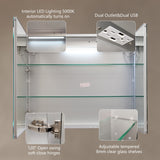 AAZJ V4 36-in x 30-in Lighted LED Fog Free Surface/Recessed Mount Silver Soft Close Medicine Cabinet