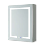 AAZJ V4 24-in x 30-in Lighted LED Fog Free Surface/Recessed Mount Silver Mirrored Soft Close Medicine Cabinet