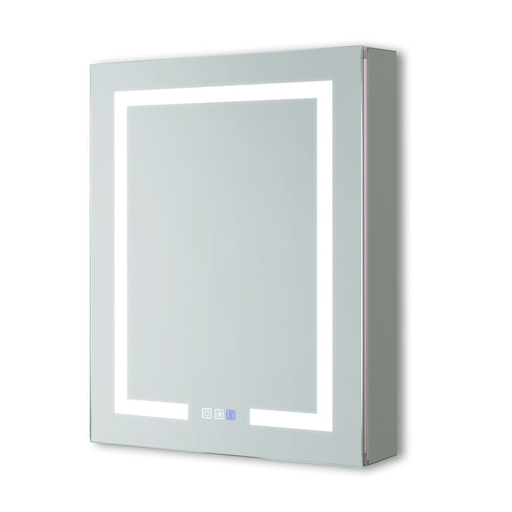 AAZJ V4 24-in x 30-in Lighted LED Fog Free Surface/Recessed Mount Silver Mirrored Soft Close Medicine Cabinet