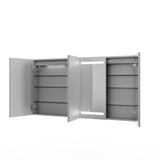 AAZJ V4 60-in x 32-in Lighted LED Fog Free Surface/Recessed Mount Silver Mirrored Soft Close Medicine Cabinet