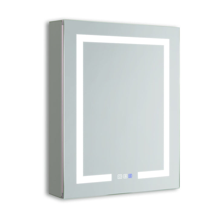 AAZJ V4 24-in x 30-in Lighted LED Fog Free Surface/Recessed Mount Silver Mirrored Soft Close Medicine Cabinet