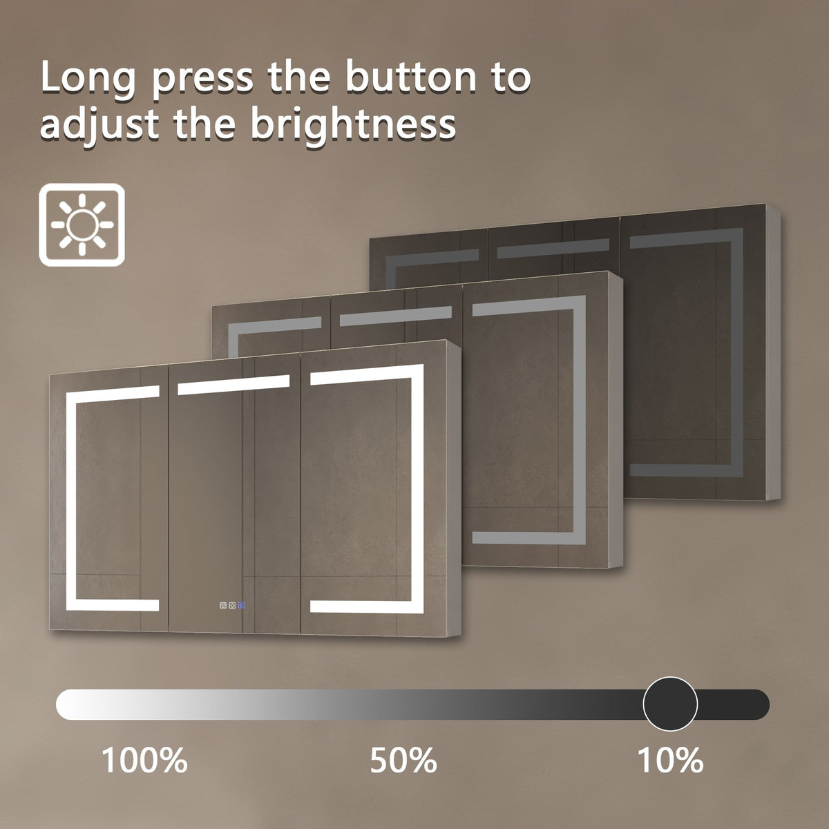 AAZJ V4 48-in x 30-in Lighted LED Fog Free Surface/Recessed Mount Silver Soft Close Medicine Cabinet