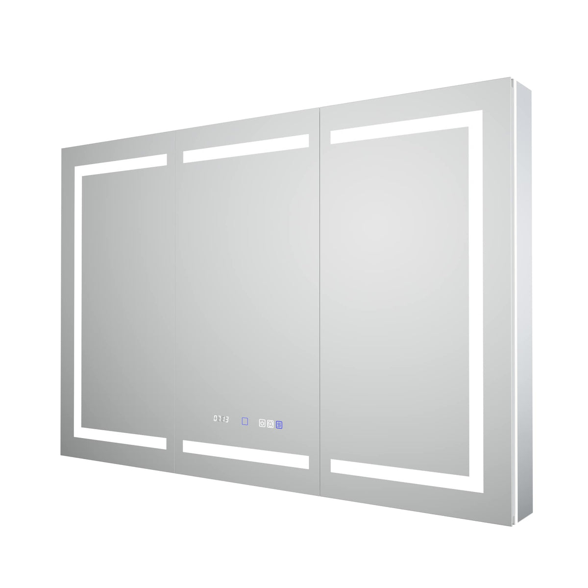 AAZJ EX11 54-in x 36-in Lighted LED Fog Free Surface/Recessed Mount Silver Mirrored Soft Close Medicine Cabinet