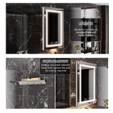 AAZJ EX11 24-in x 36-in Lighted LED Fog Free Surface/Recessed Mount Silver Mirrored Soft Close Medicine Cabinet with Outlet