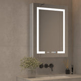 AAZJ V4 24-in x 32-in Lighted LED Fog Free Surface/Recessed Mount Silver Mirrored Soft Close Medicine Cabinet
