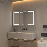 AAZJ V4 48-in x 30-in Lighted LED Fog Free Surface/Recessed Mount Silver Soft Close Medicine Cabinet