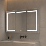 AAZJ V4 48-in x 30-in Lighted LED Fog Free Surface/Recessed Mount Silver Soft Close Medicine Cabinet