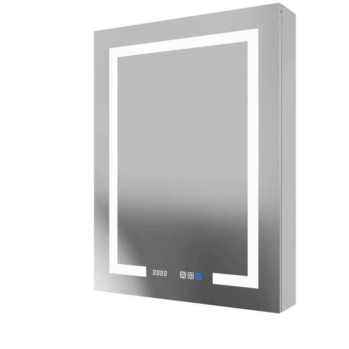 AAZJ V4 24-in x 32-in Lighted LED Fog Free Surface/Recessed Mount Silver Mirrored Soft Close Medicine Cabinet