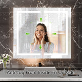 AAZJ EX11 42-in x 36-in Lighted LED Fog Free Surface/Recessed Mount Silver Mirrored Soft Close Medicine Cabinet with Outlet