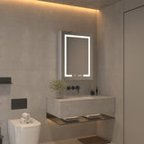 AAZJ V4 24-in x 32-in Lighted LED Fog Free Surface/Recessed Mount Silver Mirrored Soft Close Medicine Cabinet