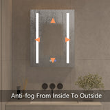 AAZJ V4 20-in x 26-in Lighted LED Fog Free Surface/Recessed Mount Silver Mirrored Soft Close Medicine Cabinet