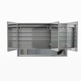 AAZJ V5 48-in x 32-in Lighted LED Fog Free Surface/Recessed Mount Silver Mirrored Soft Close Medicine Cabinet