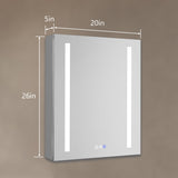 AAZJ V4 20-in x 26-in Lighted LED Fog Free Surface/Recessed Mount Silver Mirrored Soft Close Medicine Cabinet