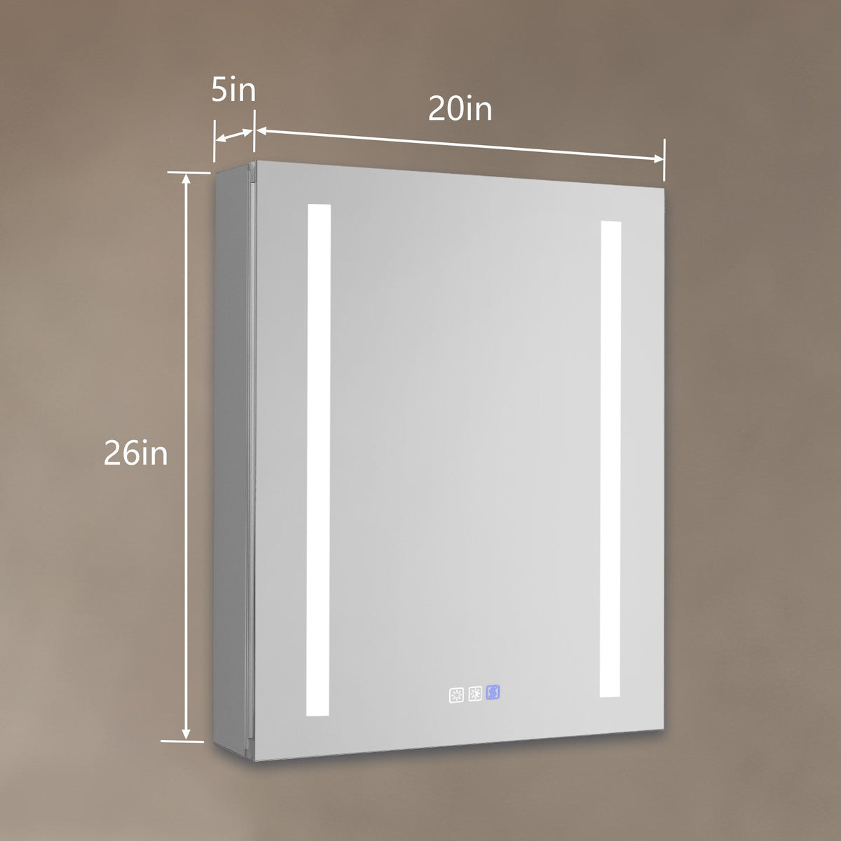 AAZJ V4 20-in x 26-in Lighted LED Fog Free Surface/Recessed Mount Silver Mirrored Medicine Cabinet