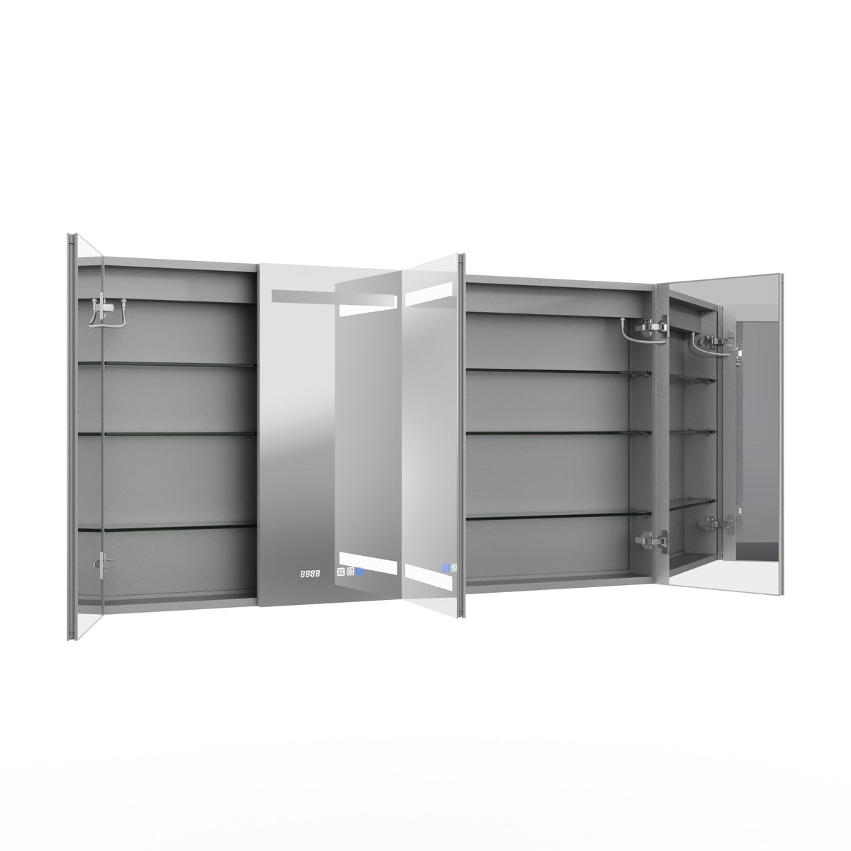 AAZJ V4 60-in x 32-in Lighted LED Fog Free Surface/Recessed Mount Silver Mirrored Soft Close Medicine Cabinet
