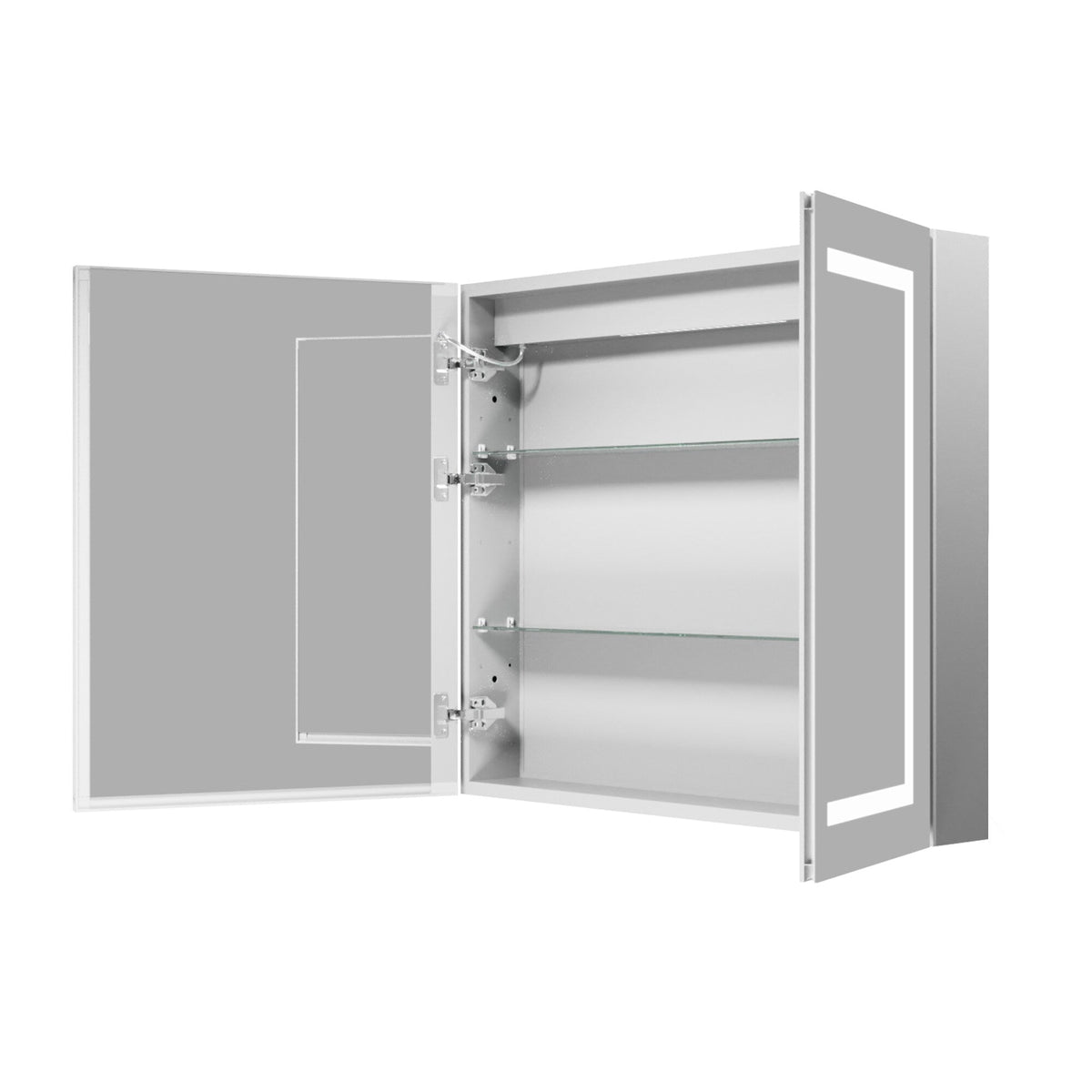 AAZJ V4 36-in x 30-in Lighted LED Fog Free Surface/Recessed Mount Silver Soft Close Medicine Cabinet