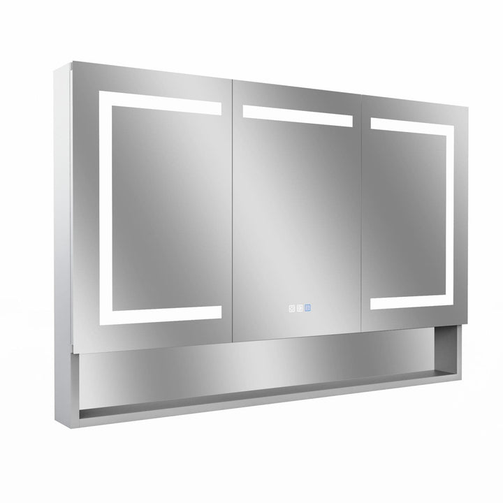 AAZJ V5 48-in x 32-in Lighted LED Fog Free Surface/Recessed Mount Silver Mirrored Soft Close Medicine Cabinet