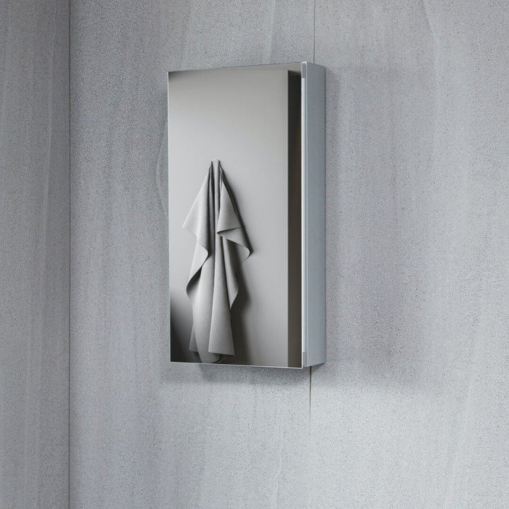 AAZJ KA 15-in x 24-in Surface/Recessed Mount Silver Mirrored Soft Close Medicine Cabinet