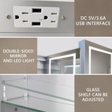 AAZJ V4 24-in x 30-in Lighted LED Fog Free Surface/Recessed Mount Silver Mirrored Soft Close Medicine Cabinet
